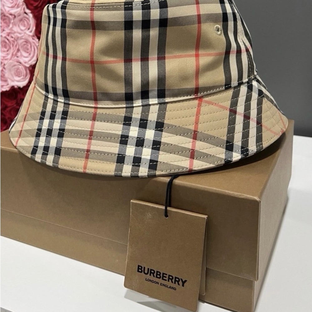 Authentic Burberry Beige and Black Check Hat